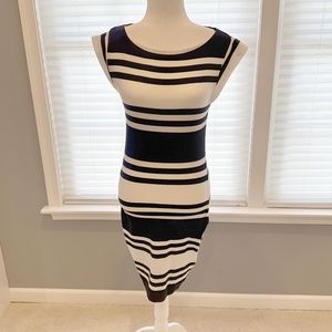 French Connection Black / White Stripe Dress (Size 6)